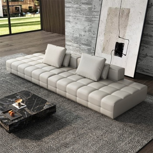 設計師款 意式極簡 別墅大廳真皮組合沙發