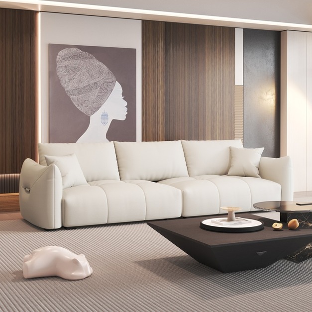 【摩登奢居系列】意式極簡 頭層真皮沙發