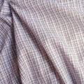 高支數絲光棉 緹花緞紋 純棉漸層英式格紋-白酒紅灰色