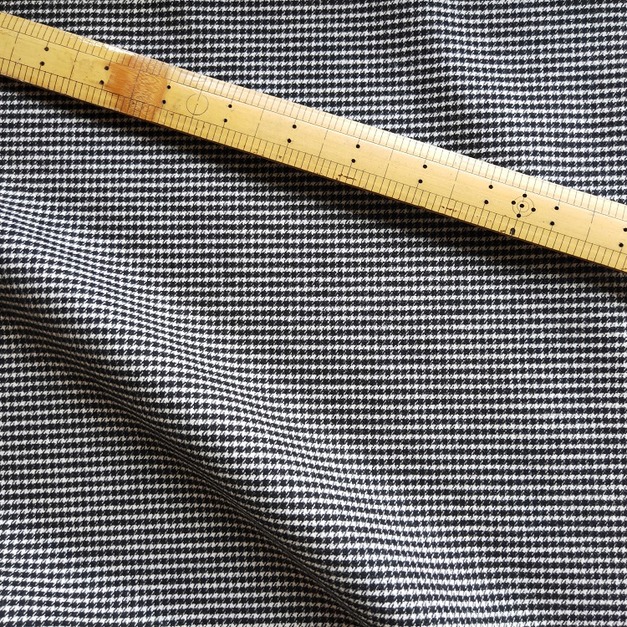 經典黑白千鳥格 棉x喀什米爾 冬日彈性磨毛布