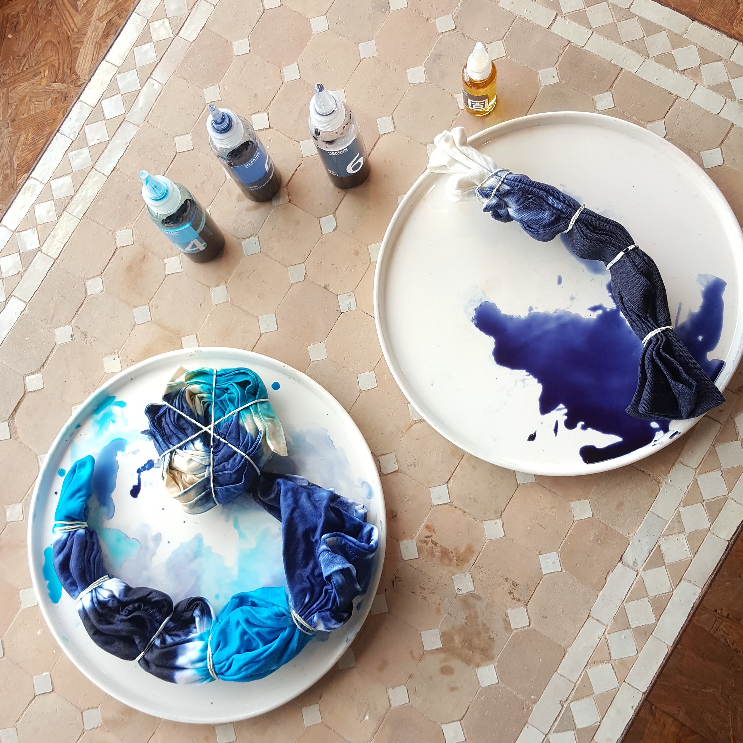 藍天與海 綁染 染布 體驗 材料組 藍色系 3色組