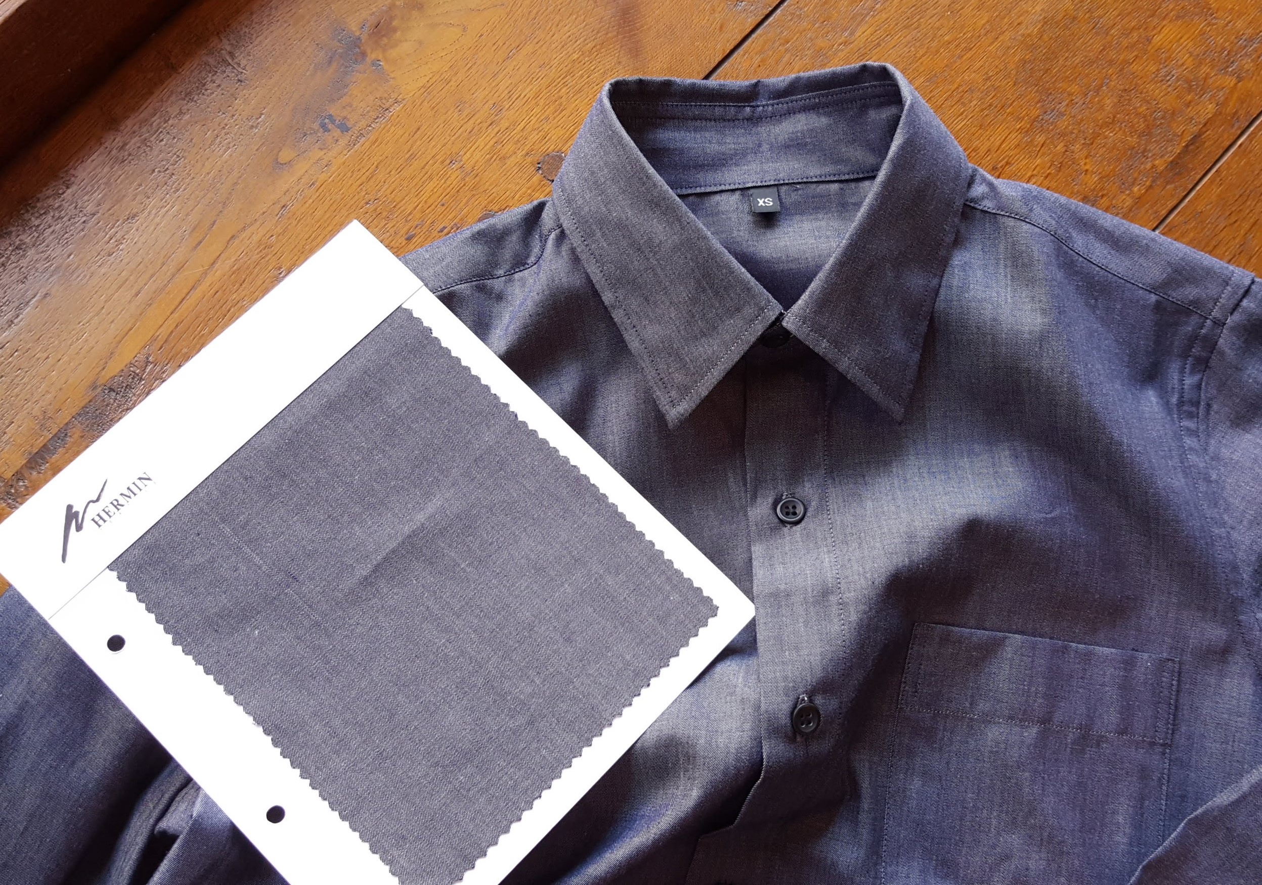 【訂製襯衫】-有機棉單寧抗皺襯衫