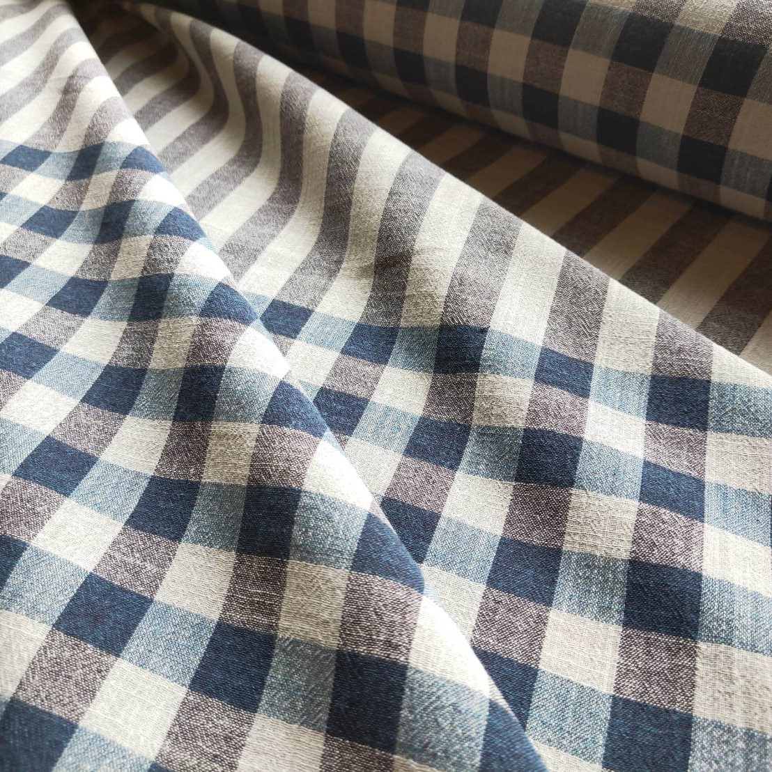 亞麻系列 灰藍色調 條子格紋