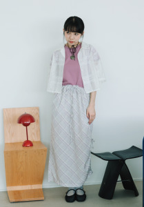 斜格紋側褶綁帶裙｜兩色