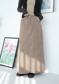 燈心絨薄刷毛A字長裙｜兩色