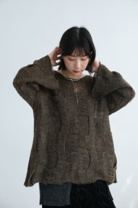 破壞織紋馬海毛上衣｜咖棕