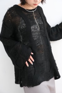 破壞織紋馬海毛上衣｜黑