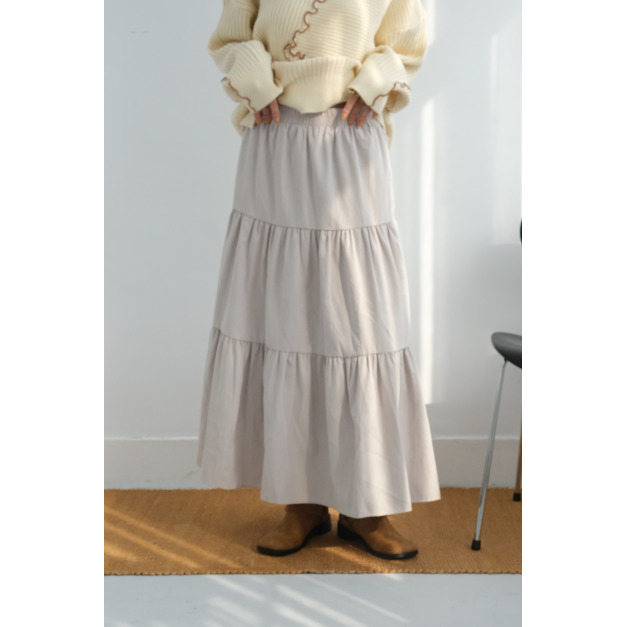 蜜桃絨霧光長裙｜米