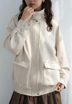 率性日常立領夾克外套｜麂皮米白