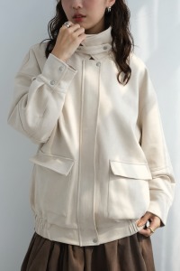率性日常立領夾克外套｜麂皮米白