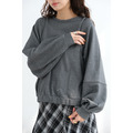 挖肩層疊寬鬆上衣｜灰