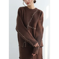 木耳滾線柔軟針織上衣｜咖啡(組合優惠)