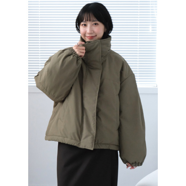 立領短版澎澎雲朵外套｜綠