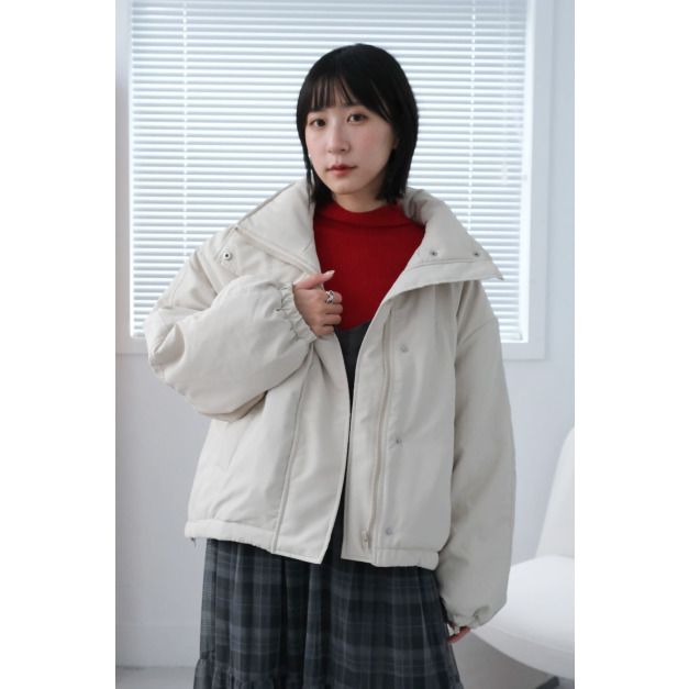 立領短版澎澎雲朵外套｜米白