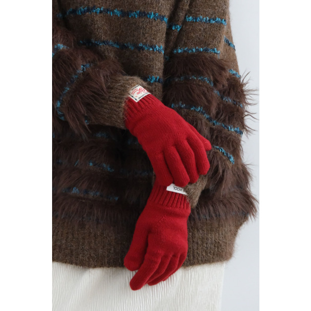 Korea 100%羊毛小標針織手套｜四色