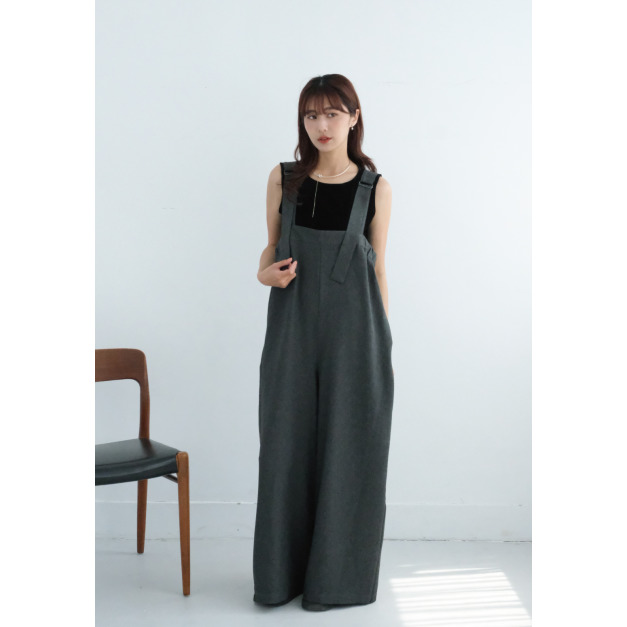 2way春夏壓摺連身寬褲｜灰