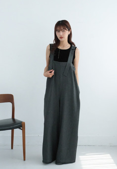 2way春夏壓摺連身寬褲｜灰