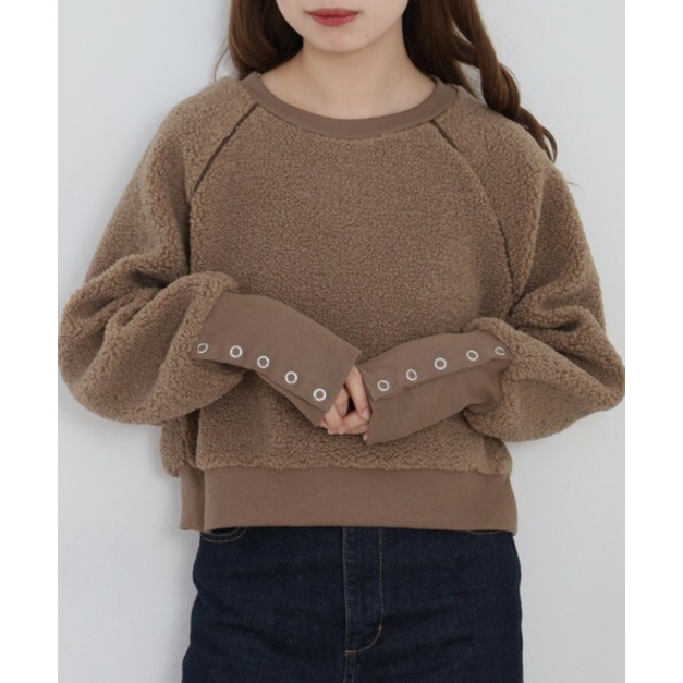 小熊毛絨短版上衣｜咖棕