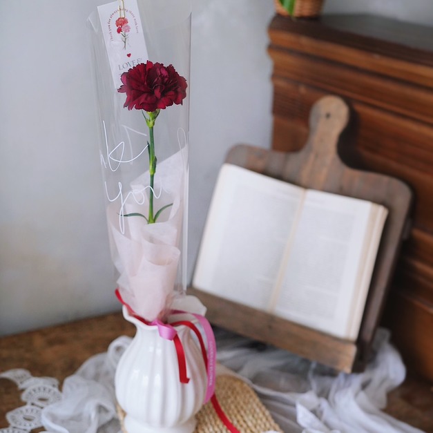 2026 馨心｜ thank you單朵康乃馨鮮花束 - 4色選