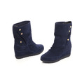 【優雅冬季】牛麂皮抓皺3WAY內增高中短靴_調情藍(22.5/23)_6