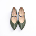【深情舞曲】3Way斜紋繫帶全真皮尖頭淑女鞋_質感油綠(現貨23.5/24/24.5/25)_1