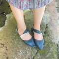 【尼斯海岸】柔嫩牛皮斜繞扭轉涼鞋_湖綠湛藍(23)_6