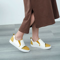 【斜切馬卡龍】全真皮撞色拼接樂福鞋_檸檬奶霜(23/23.5)_1