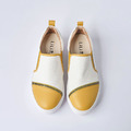 【斜切馬卡龍】全真皮撞色拼接樂福鞋_檸檬奶霜(23/23.5)_11