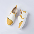 【斜切馬卡龍】全真皮撞色拼接樂福鞋_檸檬奶霜(23/23.5)