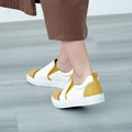 【斜切馬卡龍】全真皮撞色拼接樂福鞋_檸檬奶霜(23/23.5)_4