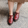 【女孩勇敢】瑪麗珍T字牛皮魔鬼氈娃娃鞋_勃根地紅(23/23.5/24)_2