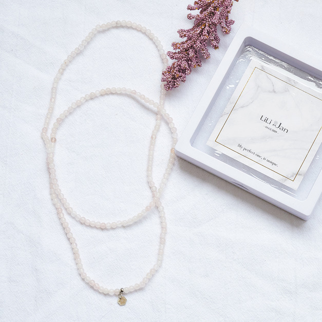 Holy spirit 【全然的愛】水晶純銀項鍊_粉水晶(可加購925十字架)