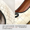 微瑕美鞋特惠．楊雅晴聯名設計【邂逅咖啡館】蝴蝶結方頭全真皮低跟鞋_裂紋雪白(23.5/24/25.5)_1