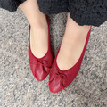 【女孩的新衣】抓皺極軟嫩羊皮芭蕾舞鞋_優雅紅(23/23.5/24)_2