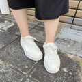 【專屬美好】奶油慕絲底台軟牛皮小白鞋_白紅_6