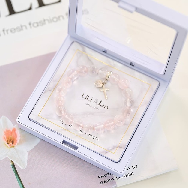 Holy spirit【神的國度】胖胖珠水晶手環_粉水晶(可加購925十字架)