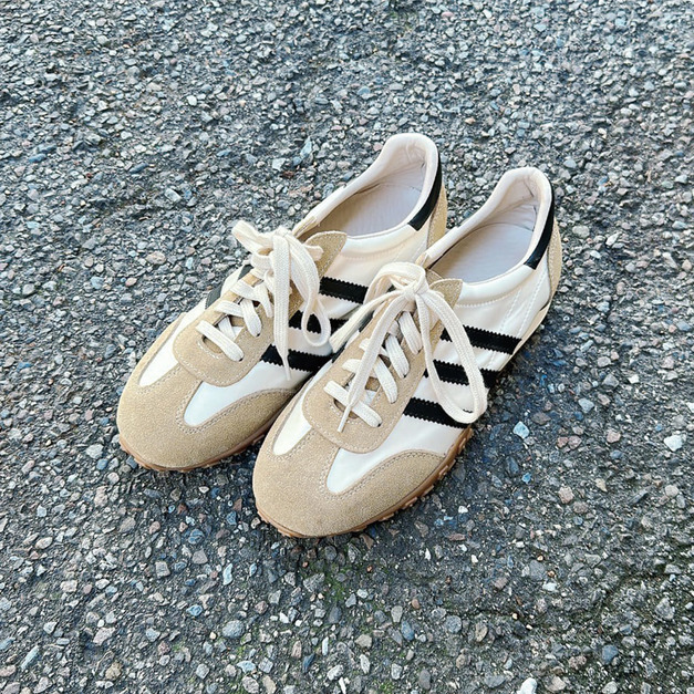 新品集單77折．Retro Trend 正韓復古潮流磨砂牛皮德訓鞋_個性棕/黑條