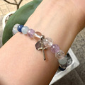 Holy spirit【Aug.】水晶純銀手環_藍東菱+海藍寶+爆晶+薰衣草紫晶(可加購925十字架)_12