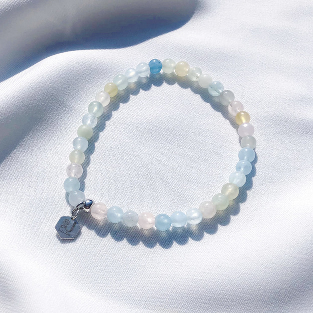 Holy spirit【神的國度】水晶純銀手環_摩根石(可加購925十字架)