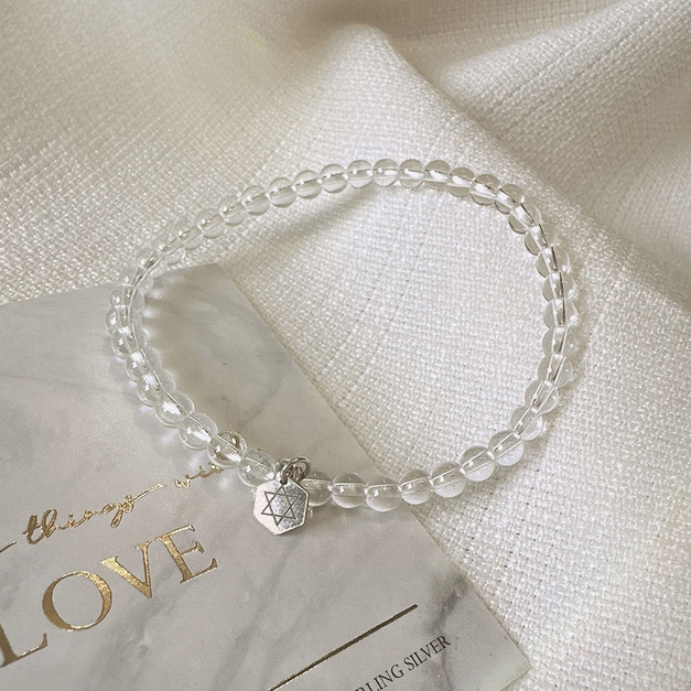 Holy spirit【神的國度】水晶純銀手環_白水晶(可加購925十字架)