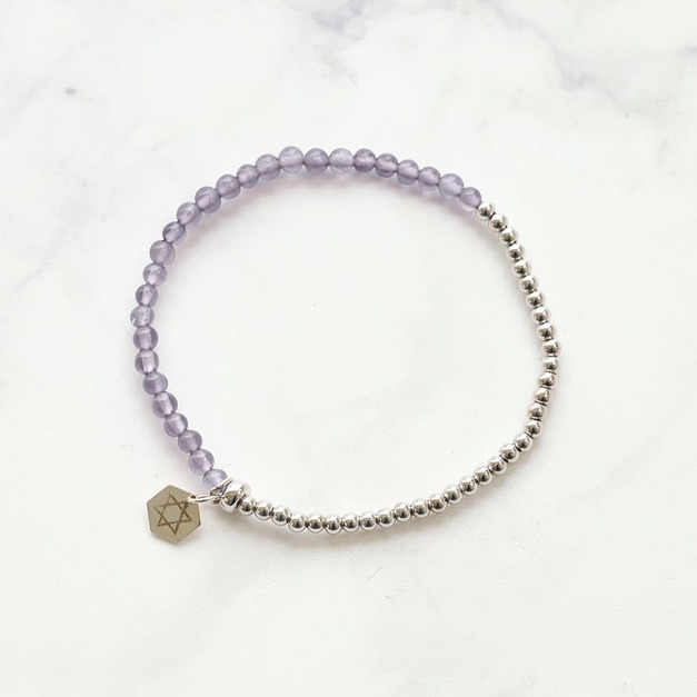 Holy spirit【凝視交會】水晶純銀手環_紫水晶＋純銀(可加購925十字架)