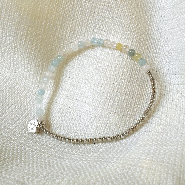 Holy spirit【凝視交會】水晶純銀手環_摩根石+純銀(可加購925十字架)