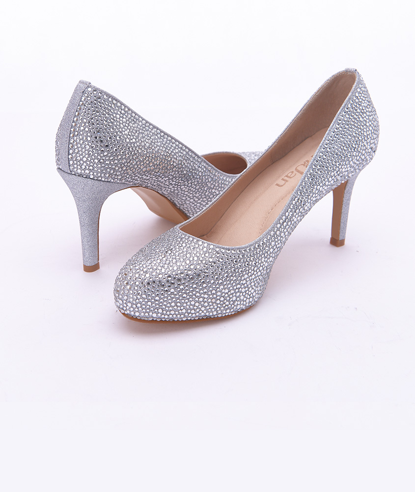 清倉特賣．【Yes, I Do】微橢尖真皮軟墊防水台高跟鞋_銀河滿鑽(婚鞋) (21.5/22/22.5)