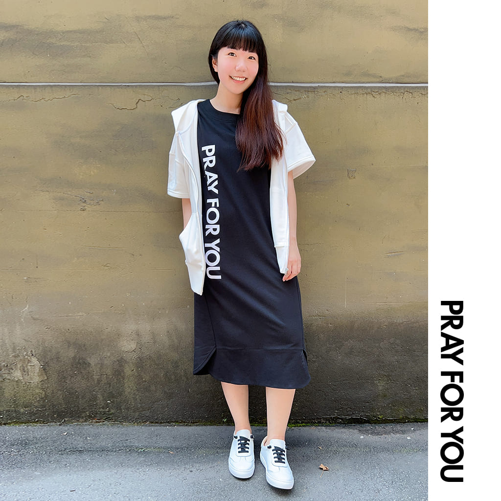 夏末特賣．【法國小風潮】短袖立體感洋裝_PRAY FOR YOU（最後數量售完為止！）