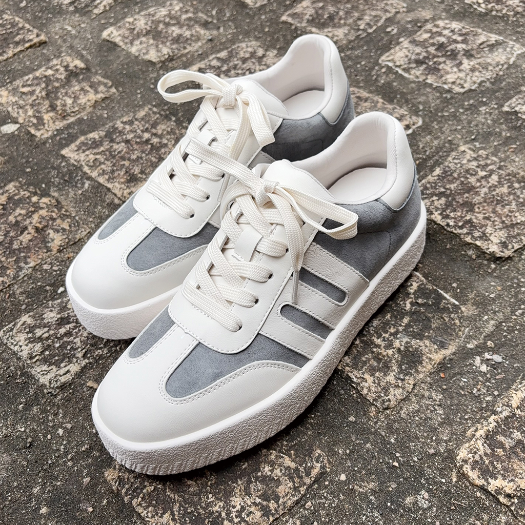 【自由反叛者】磨砂牛皮德訓鞋_白灰
