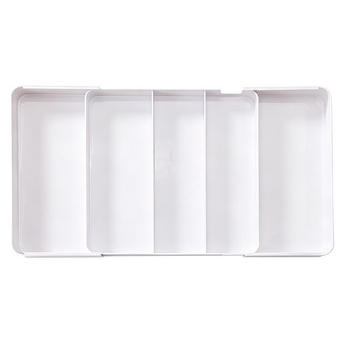 Livenoa 伸縮式 滑動式抽屜分區收納架/餐具廚具分類格/化妝品雜物 白色 1個
