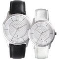 RELAX TIME 石英款 立體格紋時尚對錶 -黑白 (RT-118-1M+RT-118-1L) 42+36mm