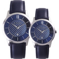 RELAX TIME 石英款 立體格紋時尚對錶 -藍 (RT-118-2M+RT-118-2L) 42+36mm