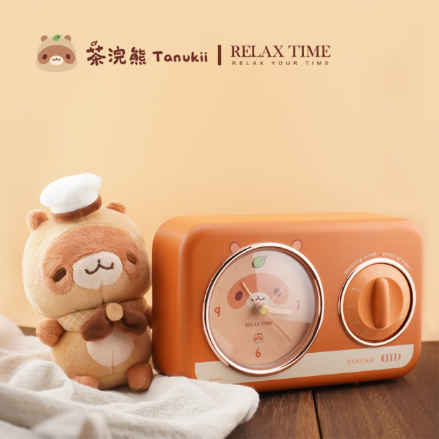 RELAX TIME 茶浣熊聯名 l 美味時光機 浣熊款 (RT-122C-01) l 不含電池  桌鐘 居家 禮物 鬧鐘 座鐘 檯鐘 床頭鐘 居家用品 生活選品 生活居家