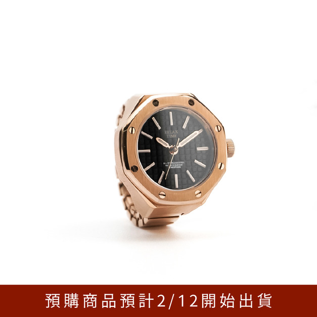 此為預購商品-RELAX TIME  八角戒指錶-黑像素 (RT-A-02)